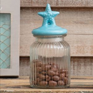 Turquoise Starfish Glass Jars Set of 2